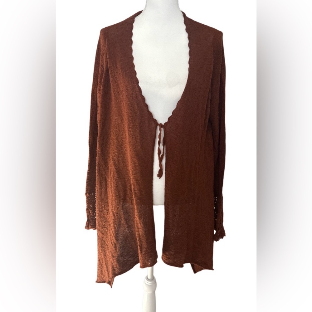 Alpaca 100%Brown Open-Front soft Cardigan made in Peru